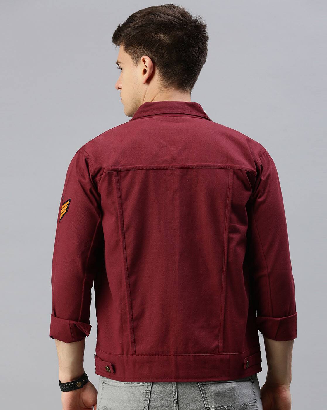 Details 154+ maroon denim jacket men super hot noithatsi.vn