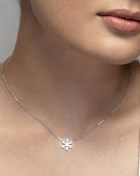 Sterling Silver Snowflake Necklace | Sterling Silver Snowflake Pendant