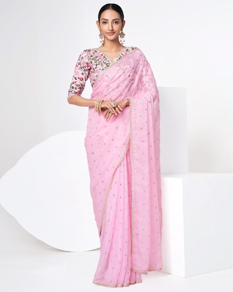 Buy Baby Pink Soft Cotton Saree Online – RODDUR