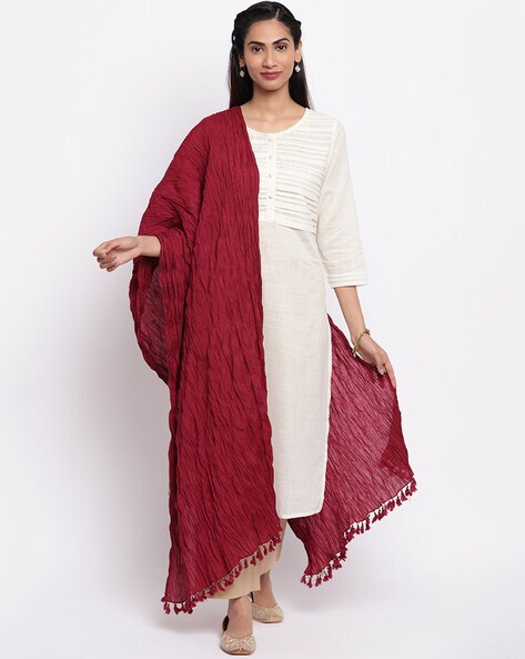 Crinkle Dupatta with Tassels Price in India