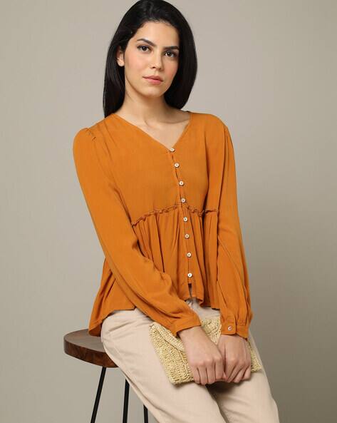 JDY BY ONLY Gathered V-neck Top