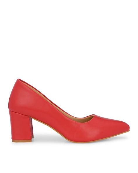 Red cheap heeled clogs