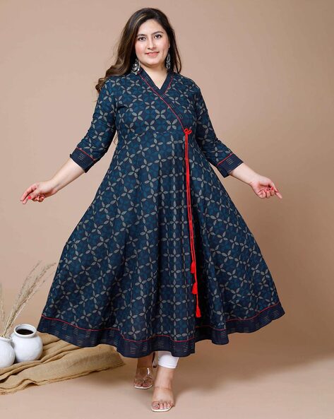 Traditional Style Angrakha Frock Design| Angrakha Dress/Shirt/Kurti Design|  Angrakha Style D… | Fancy dresses long, Stylish dresses for girls, Stylish  dress designs