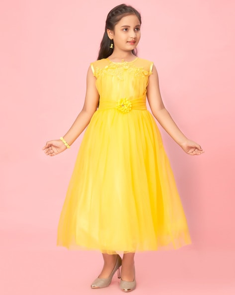 Buy Meeranshi Mustard Yellow Ethnic Motifs Maxi Dress online