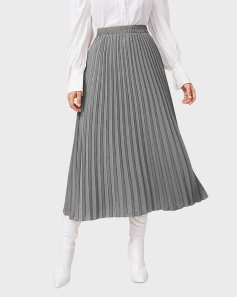 Grey pleated shop skirt womens