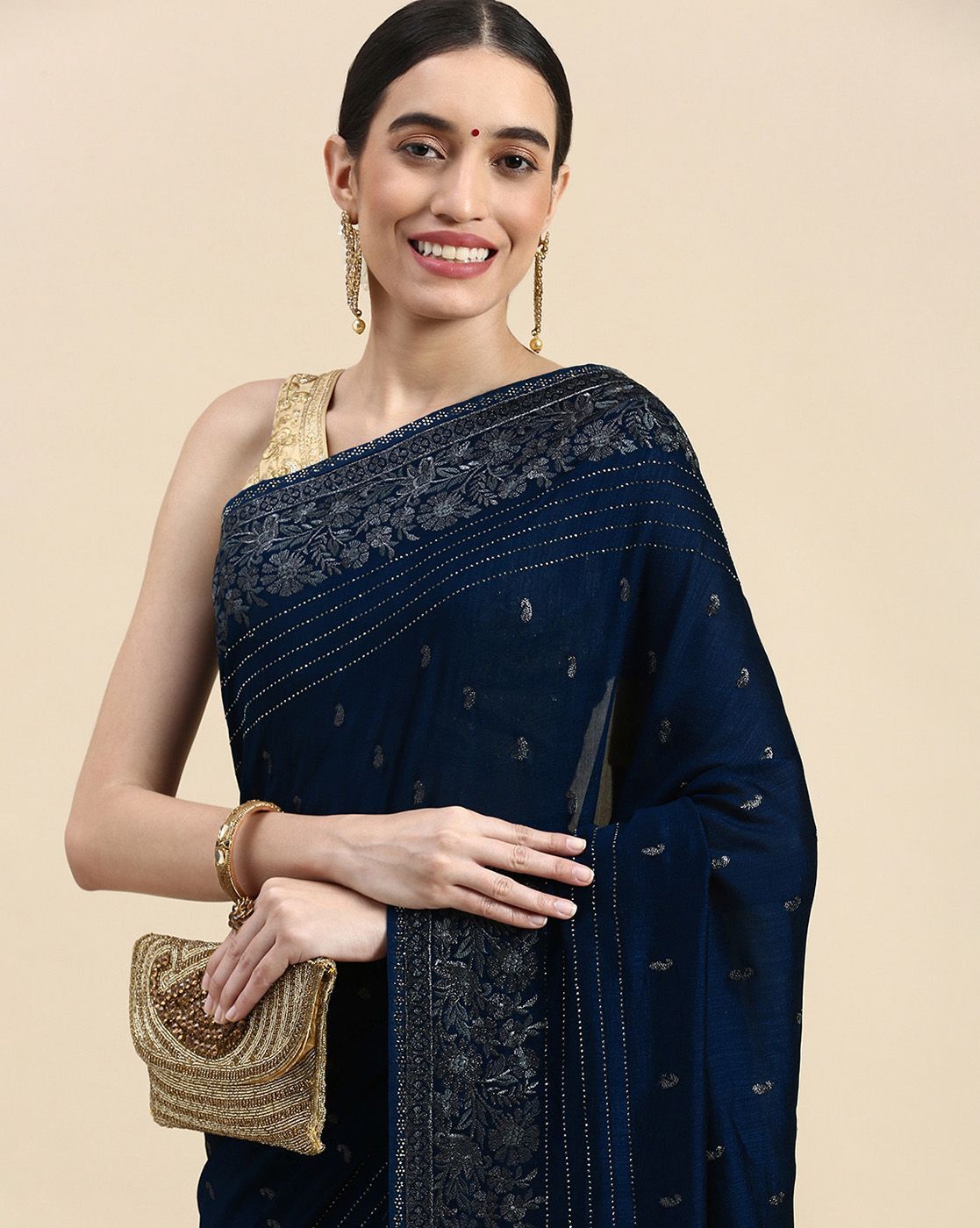 Buy Teal Blue Patterned Saree Online in India @Mohey - Saree for Women