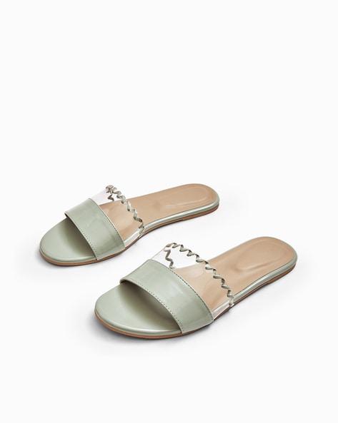 STAUD Amelie Leather Buckle Flat Sandals | INTERMIX®