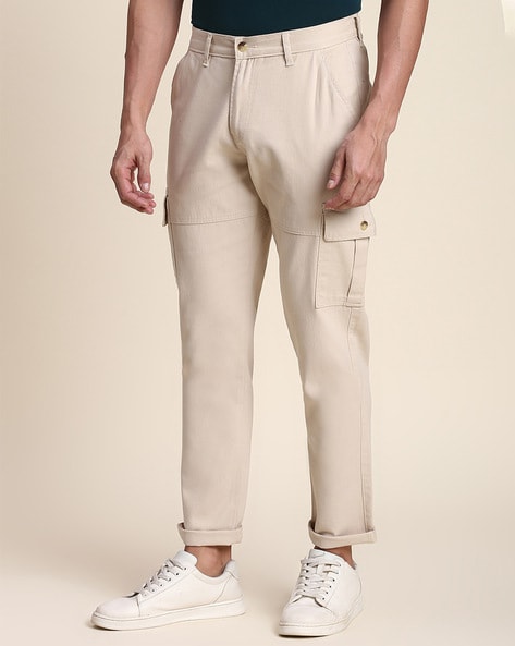 Off White Slim Fit Cargo Trousers