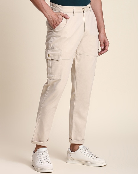 Off White Slim Fit Cargo Trousers