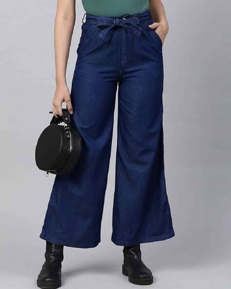 Buy Tokyo Talkies Washed Indigo Denim Palazzo for Women Online at Rs.450 -  Ketch