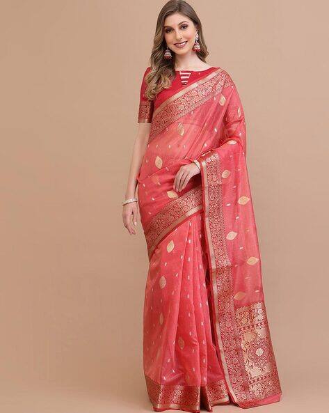 SATRANI Saree with Floral Woven Motifs