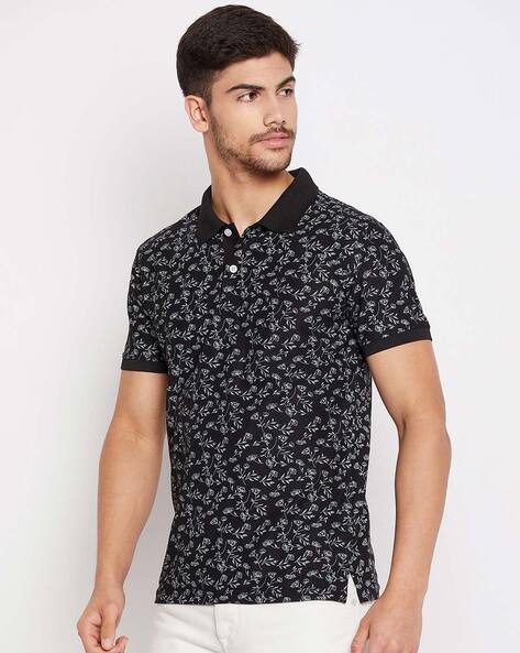 Floral shop black polo