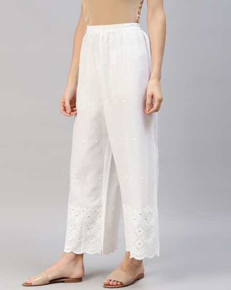 White embroidered sale palazzo