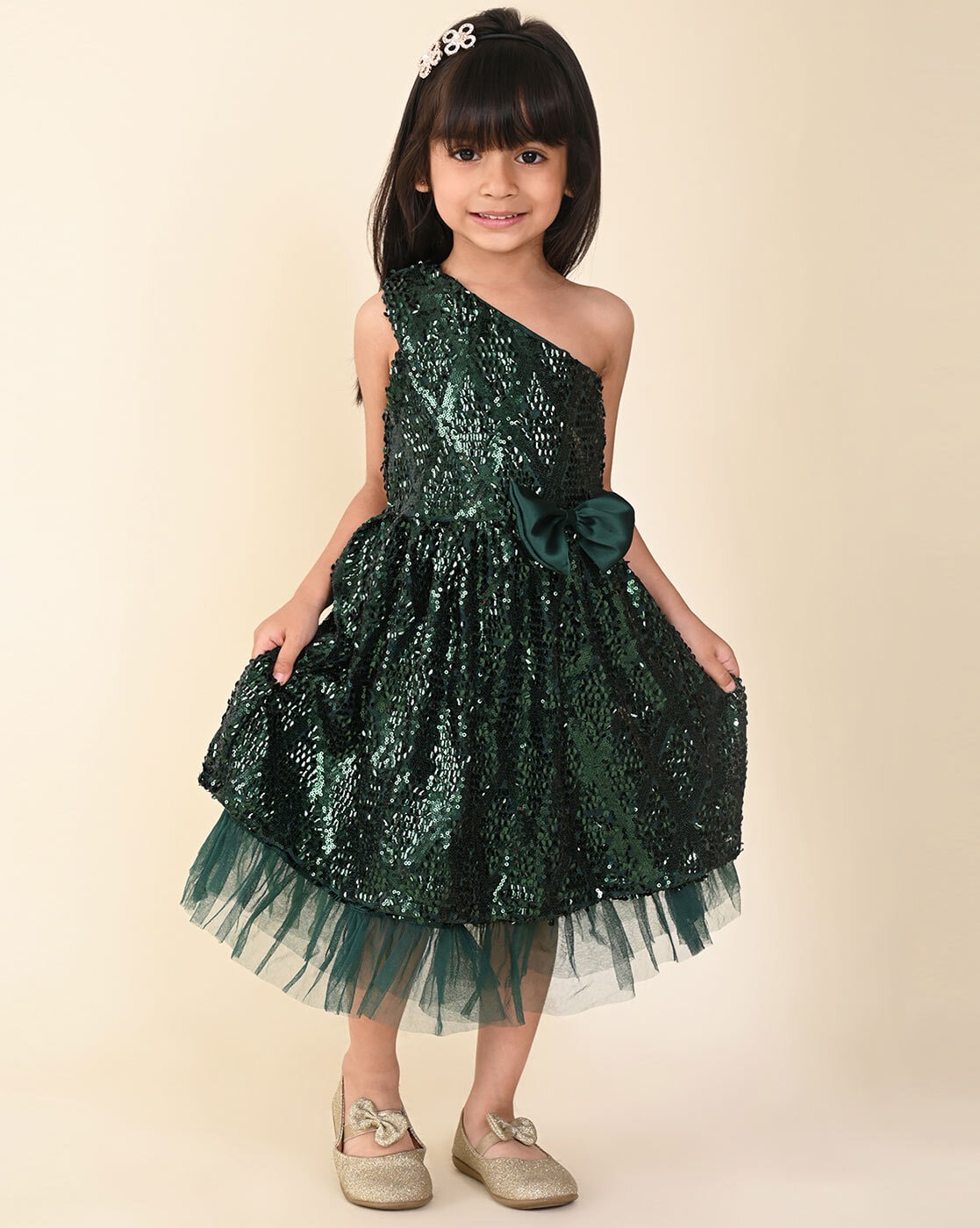 Sequin Bow Fit And Flare Dress