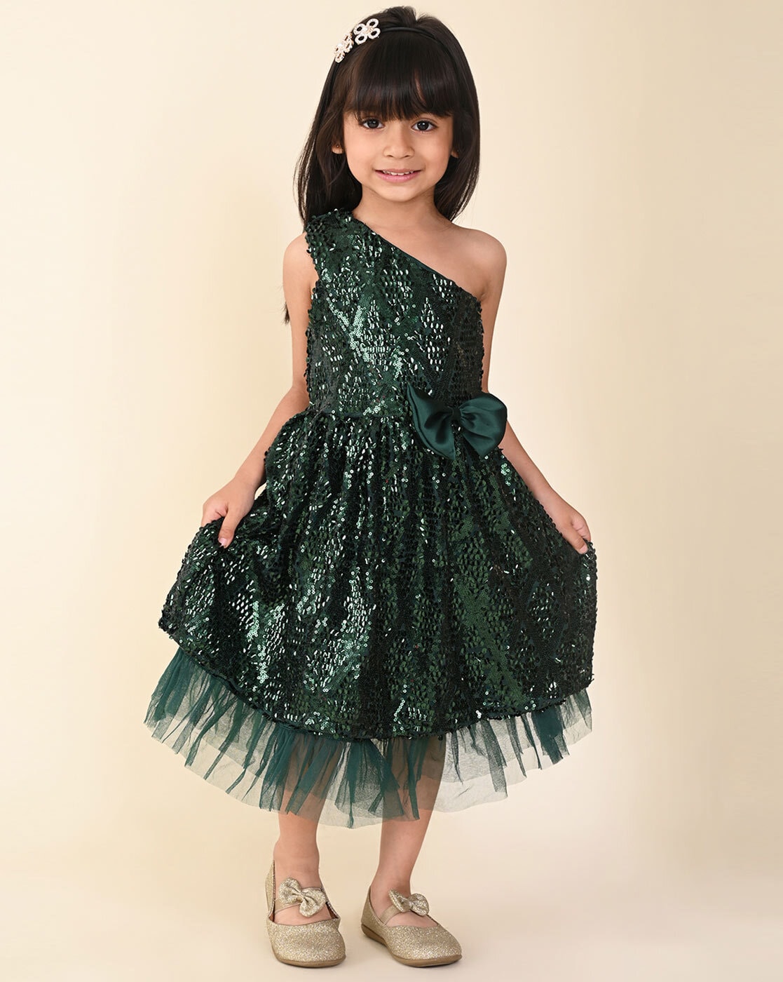 Emerald Green Sequin Fit and Flare Dress