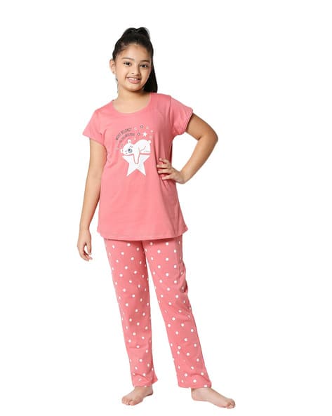 Buy Pink Nightsuit Sets for Girls by ZEYO Online