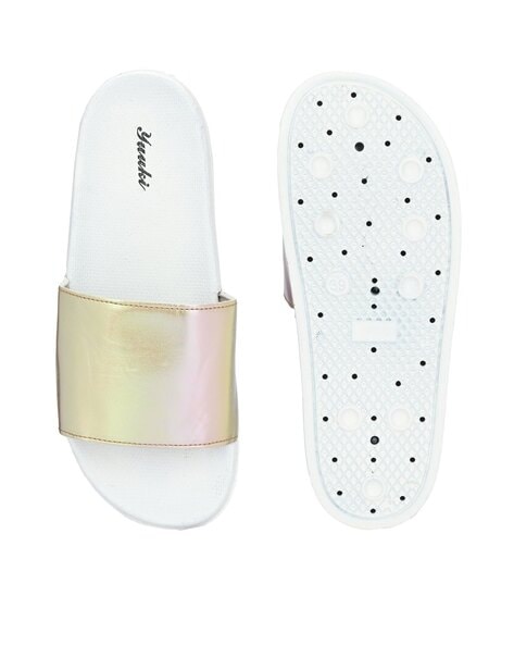 White discount sparkly slides