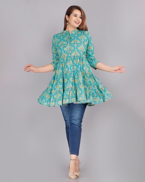 CLASSIC VOL 7 BY ARADHNA RAYON PRINT EMBROIDERY NEW STYLISH TRENDY SHORT  FROCK STYLE LATEST WESTERN READYMADE TOPS FOR PARTIES 2021 AT BEST RATE  ONLINE IN INDIA UK USA  Reewaz International 
