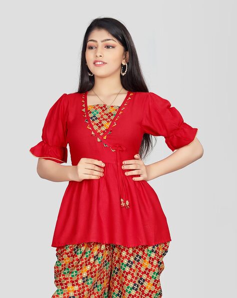 Dhoti dress with simple short kurti | Stylish dresses, Indian designer  wear, Indian designer outfits