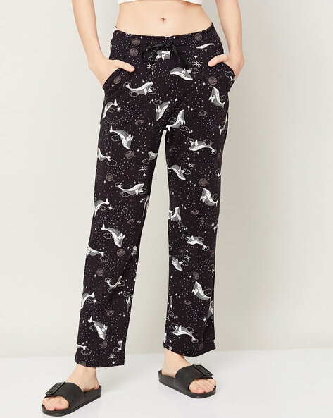 Buy Women Blue Abstract Print Twill Straight Pants Online at Sassafras