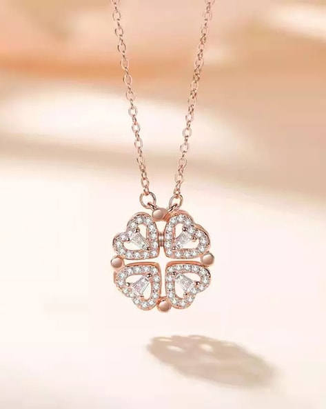 Vembley Rosegold-plated Two In One Magnetic Hearts Clover Pendant Necklace  For Women And Girls : Amazon.in: Fashion