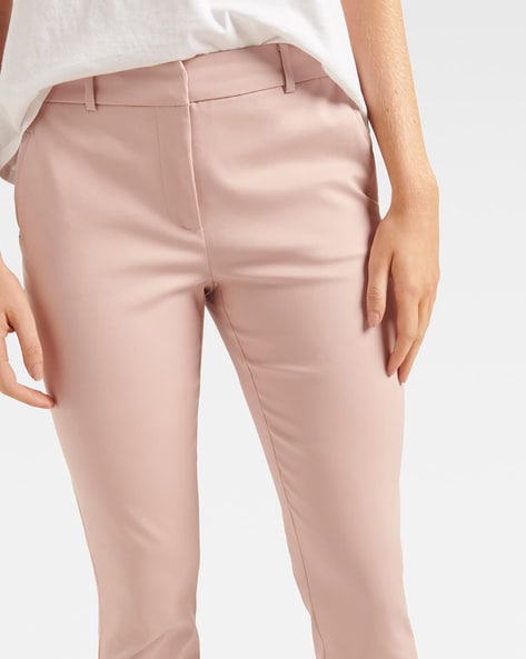 Buy IDALIA Baby Pink Womens Baby Pink Solid Trousers | Shoppers Stop
