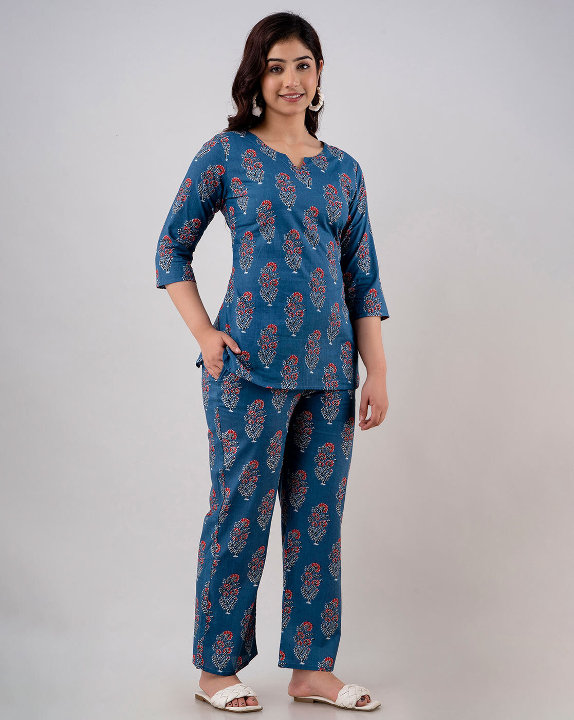 Buy Grey Printed Cotton Night Suit Online at Rs.1159