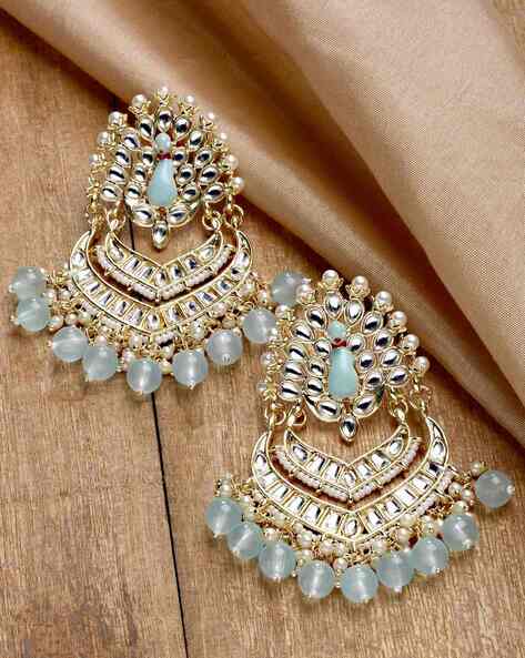 Gold-Plated Kundan-Studded Dangler Earrings