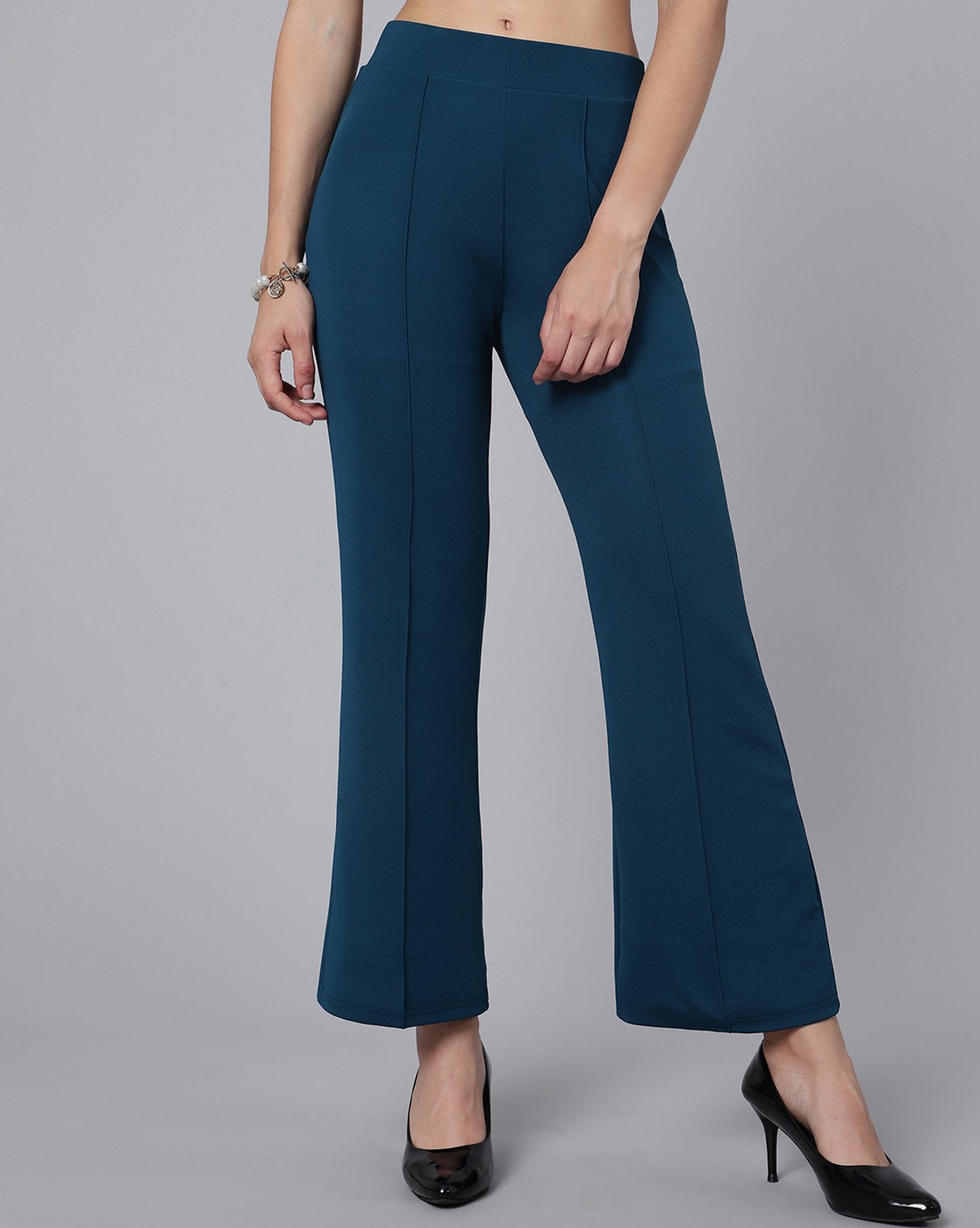 LTS Tall Women's Teal Blue Scuba Crepe Slim Leg Trousers | Long Tall Sally