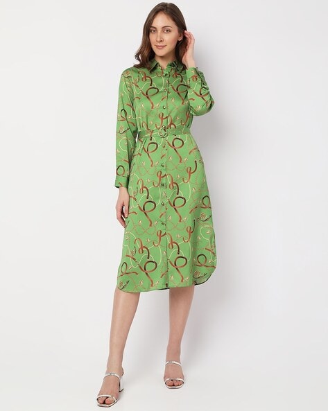 Buy VERO MODA Brown Printed Round Neck Polyester Women's A Line Dress |  Shoppers Stop