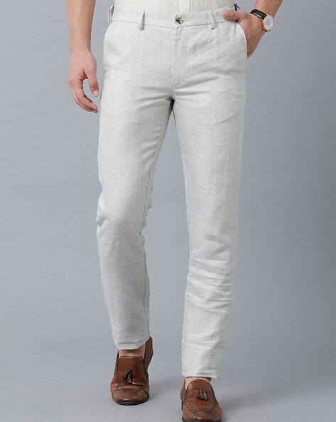 Buy White Linen Elasticated Formal Trouser Online  FableStreet
