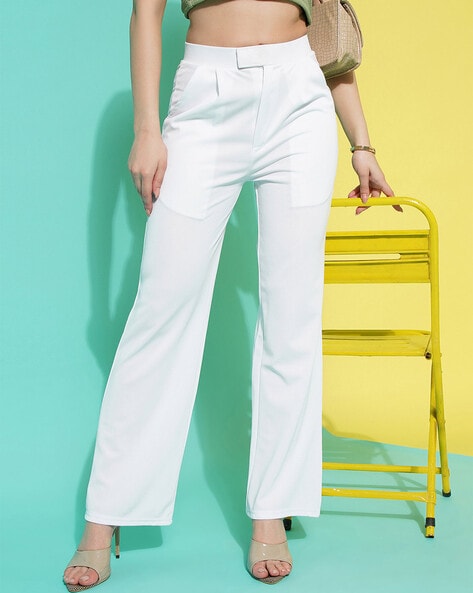 Buy White Trousers & Pants for Women by SELVIA Online