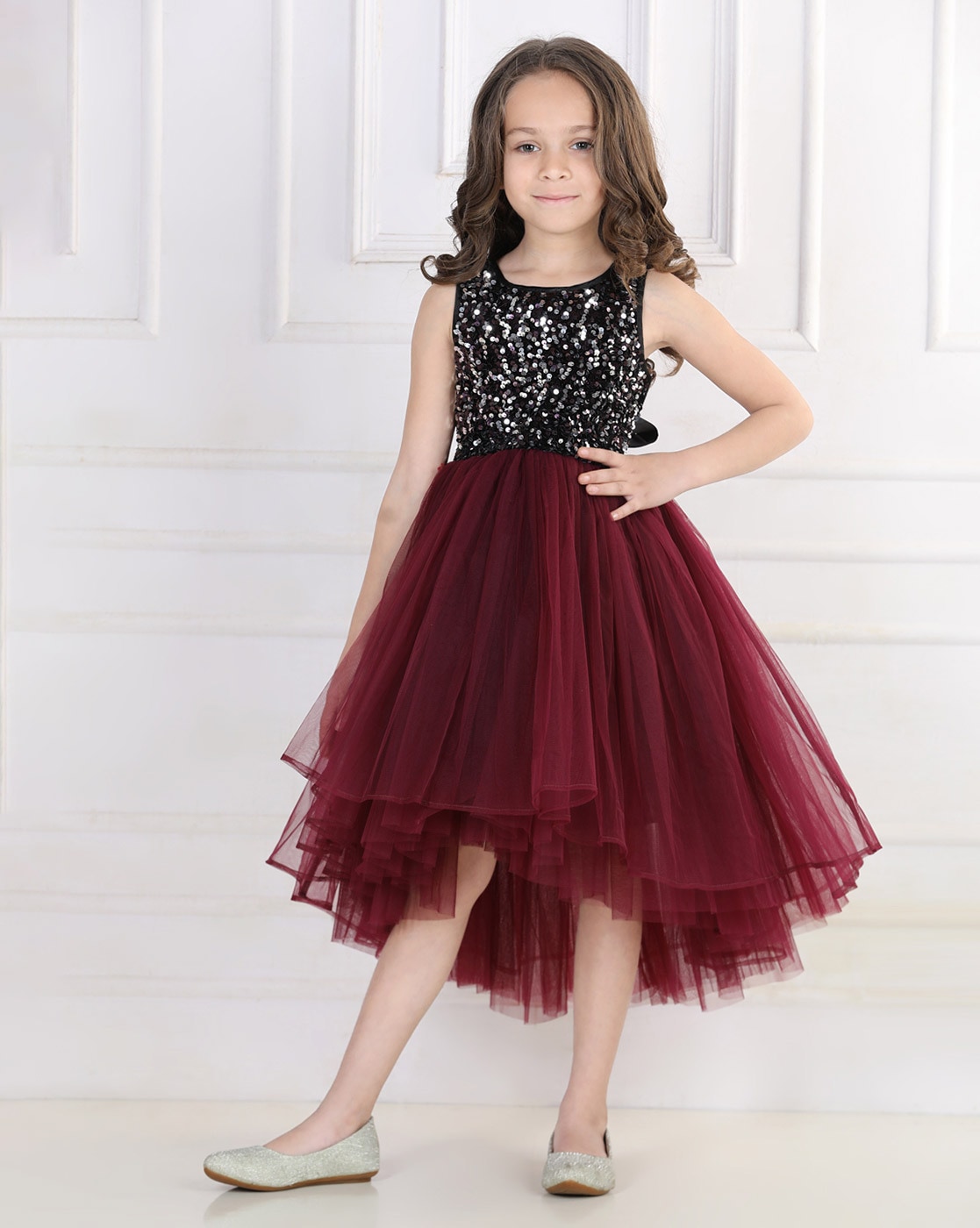 Maroon top girls dresses