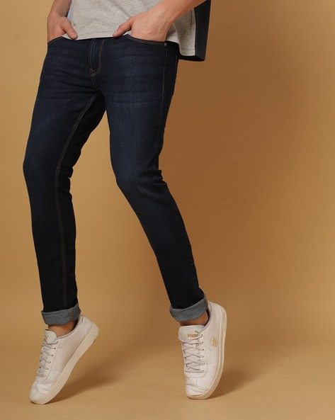Buy SPYKAR Mid Wash Cotton Tapered Fit Men's Jeans | Shoppers Stop