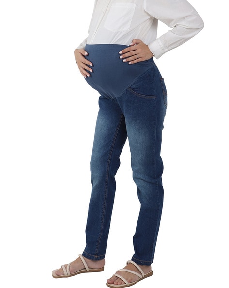 DUO Maternity Denim Top M Blouse Button Up Long Sleeve 90s Y2K Blue Black |  eBay