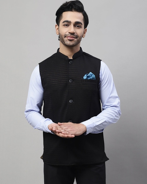 Even Mandarin Collar Nehru Waistcoat