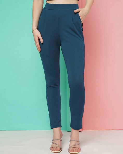 Buy Teal Trousers & Pants for Women by SELVIA Online