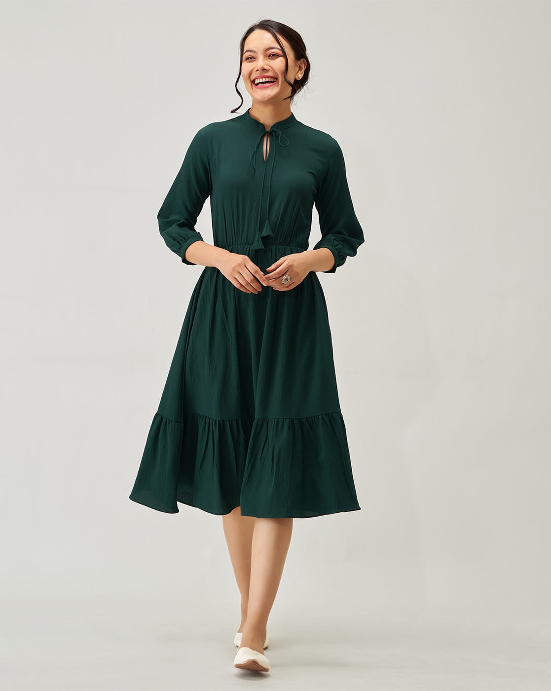 ●GREEN BUTTER●Viscos Frill Dress★韓国の人気★日本未入荷 -1117Wx1400H-465987150-green-