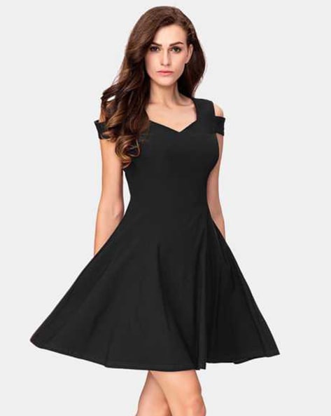 Women's Sleeveless Lace Fit & Flare Mini Skater Dress - Wild Fable™ Black S  : Target