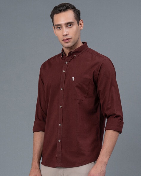 red burgundy shirt