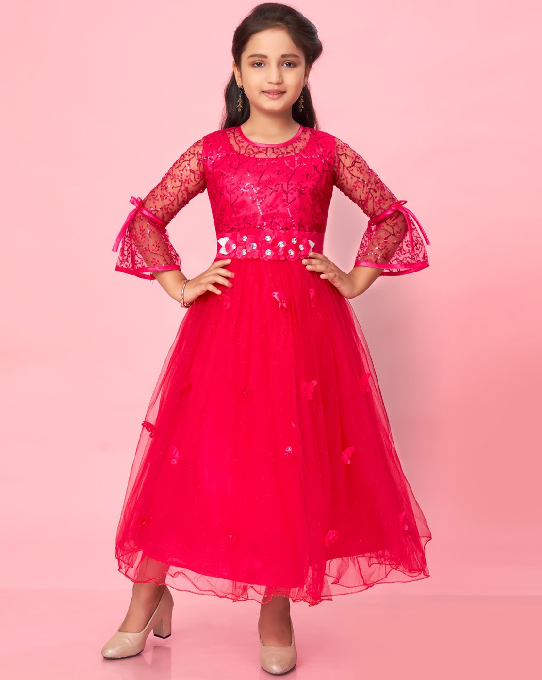 Aarika girls pink party wear gown - Aarika - 4160174