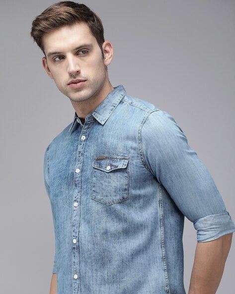 Buy Blue Shirts for Men by THE BEAR HOUSE Online | Ajio.com