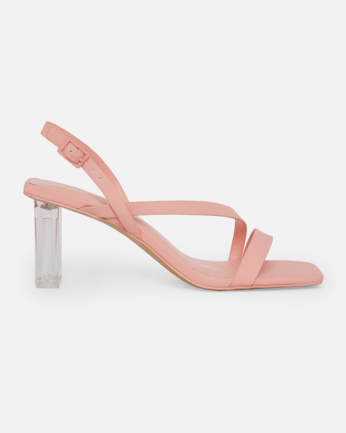 Pastel Pink Fold Over High Block Heel Sandals | PrettyLittleThing USA