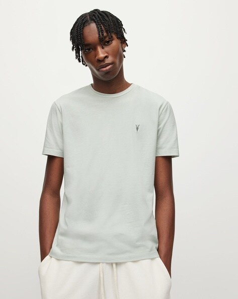 AllSaints Harding Oversized Ramskull Crew T-Shirt - Soft Green