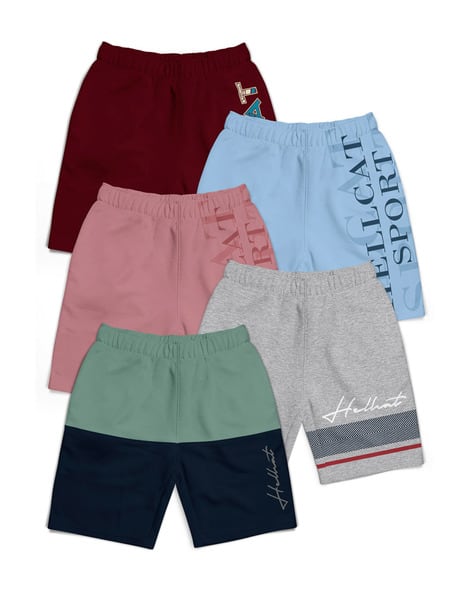 Hellcat Pack of 5 Typographic Print Flat-Front Shorts