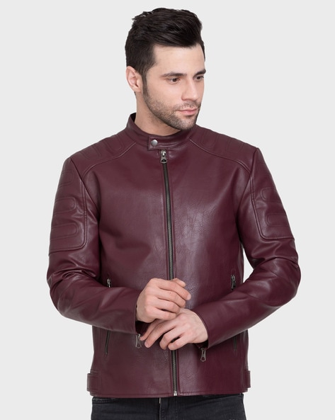 Maroon hotsell motorcycle jacket