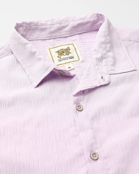 Short Sleeve Lavender Dress Shirt, Button Down