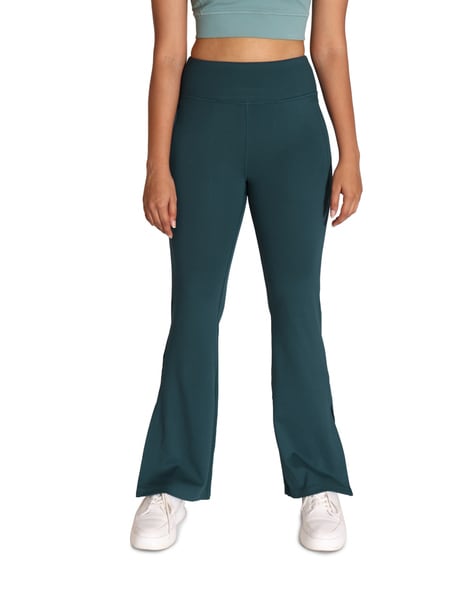 Ladies Flare Bell Bottom Pants Side Slit Chinese Knot Modal Dance Yoga  Trousers