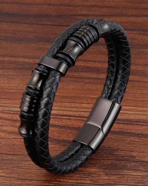Pointed Rivet Bracelet Black Leather Rivet Punk Bracelet Cuff Wrapped  Bracelet Snap Button Metal Wristband Suitable for Men and Women | Lazada.vn