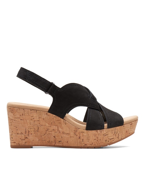 Clarks black outlet wedge shoes